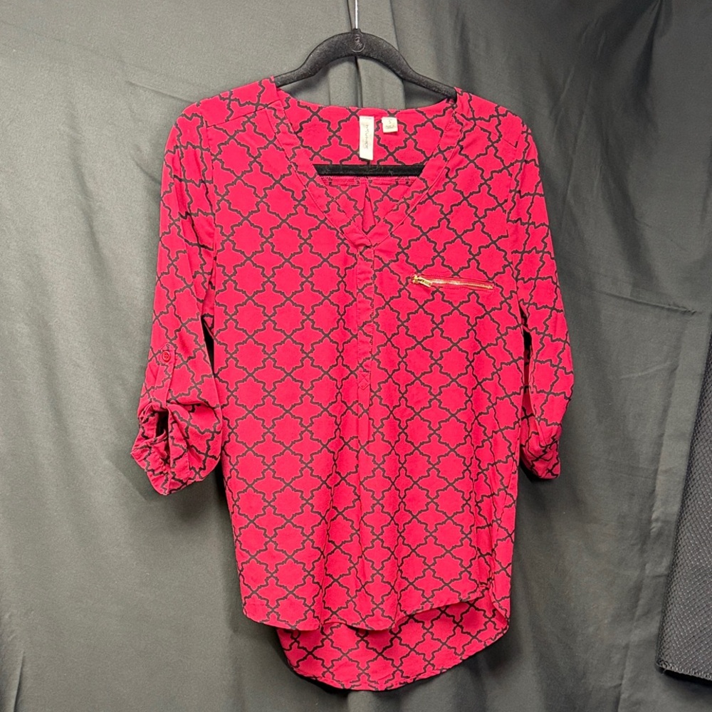 Red Patterned Blouse